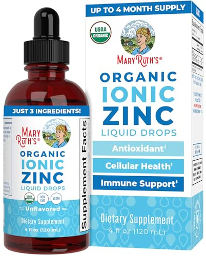 MaryRuth Organic, Liquid Ionic Zinc, Zinc Drops, Dietary Supplement, Unflavored, 120ml, Vegan, Gluten-Free, Soy-Free