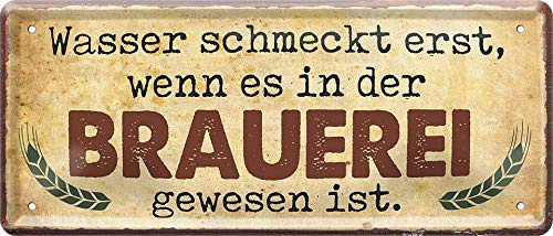 schilderkreis24 – Blechschild Lustiger Bier Spruch “Wasser Brauerei“ Deko Küche Bar Theke Biergarten Stammtisch Kneipe Humor witzige Geschenkidee Geburtstag Weihnachten 28x12 cm