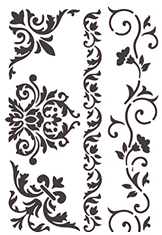Set von Bordüren Blumen wiederverwendbare Schablone A3 A4 A5 & größere Größen wiederverwendbare Schablone Shabby Chic Ornamente / DECO5 (wiederverwendbares Mylar, 200 x 280 cm, 79,2 x 110 Zoll)
