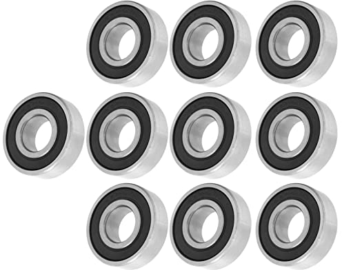 Roulement 6202-RS, 10pcs Roulements rigides à billes, Roulement a Bille, Roulement à billes en caoutchouc noir, Pour skateboards, patins à roulettes et planches longues (15 * 35 mm)