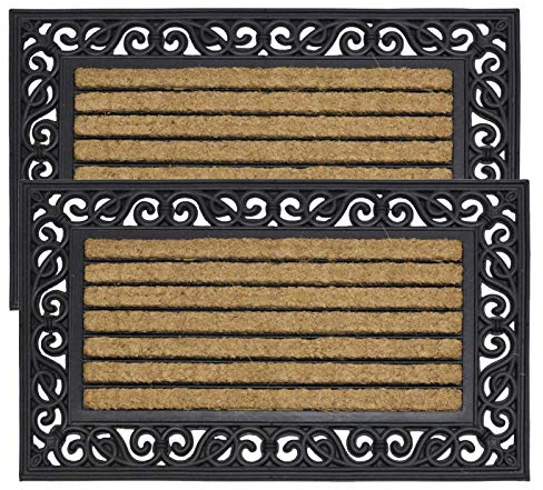 LSC Heavy Duty Karina Door Mat With Coir Bristles Washable And Non-Slip OutDoor Mats Timeless Elegant Design Entrance Coir Mat (Pack of 2, 45 X 75