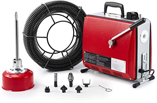 ZELCAN Elektrische Rohrreinigungsmaschine, 400W Rohrreiniger, Rohrreinigungsspirale 20m, geeignet für Ø30-100 mm Rohrleitungen, Abflussreiniger Bad Küche