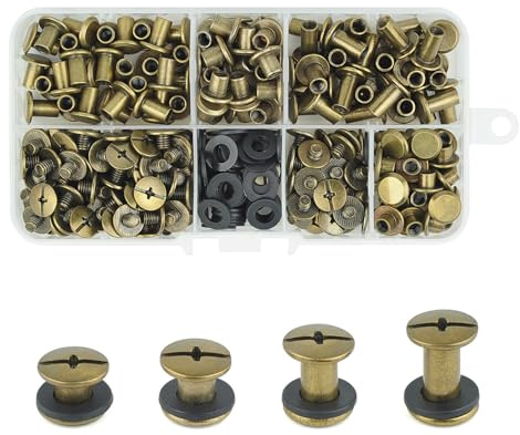 Juego de 120 postes de tornillo Chicago, tornillos de encuadernación de remaches, reparación de remache de metal para bolsos, manualidades, collares, arnés, equipaje, bolso, correa de perro, mochila
