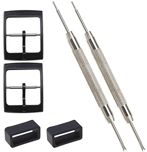 Be In Your Mind 2 Set Kit Di Fibbie E Passanti Per Cinturini Con Strumenti Per Barra A Molla Compatibile Con Swatch - Parti Di Ricambio Larghezza Interna 16 Mm Nero