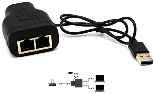 RJ45 Ethernet Splitter, AWADUO 1 bis 2 Ethernet Extender Connector USB zu RJ45 Port mit USB-Stromkabel 8P8C Extender Stecker LAN Paar für Cat5 Cat5e Cat6 Cat6e Cat7