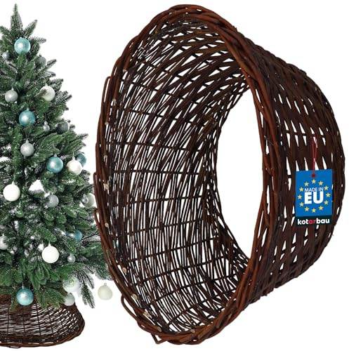 KOTARBAU® Weihnachtsbaum Rock aus Weide Ø 45 cm Weihnachtsbaumkorb Weihnachtsbaumständer Hülle Deko Tannenbaumständer Standfuß Dunkel Braun Christbaumständer aus Rattan Natur