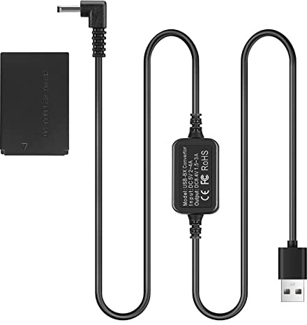 TKDY ACK-E12 USB Cord Dummy Battery, for Canon Eos M50 Cameras Power Supply, LP-E12 DR-E12 DC Coupler Kit fit for Canon EOS M50 Mark II, EOS M50 M100 M200 M M2 M10, Kiss M, Kiss M2 Digital Camera.