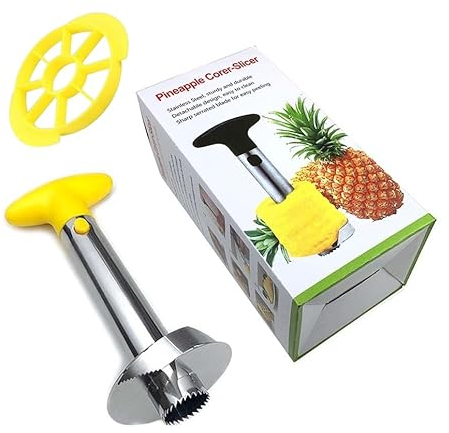 YUSHOW Pineapple Corer and Slicer Tool Combo，Premium Stainless Steel Pineapple Corer Remover，Stainless Steel Decorer Fruit Knife,Easy Core Remover，Easy Clean for Dishwasher Safe (Yellow)