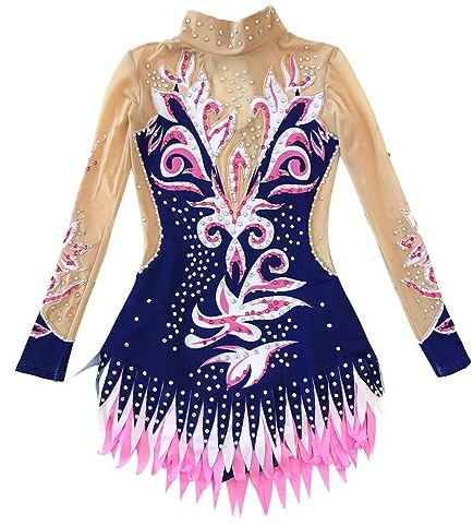 LIUHUO Cheerleading Kleid Wettbewerb Aerobic Kleid Tanzkleid Mädchen Marineblau, Marineblau, XS