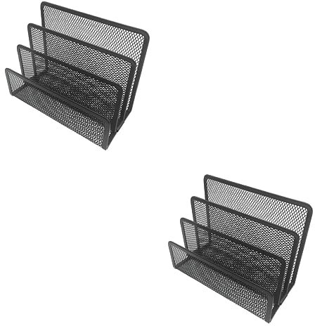ABOOFAN 2 Stücke Metall Mesh Desktop Datei Ordner Rack Schreibtisch Organizer Brief Und Magazin Moderne Schwarz