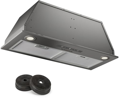 Klarstein Dunstabzugshaube 72cm, Abluft/Umluft-Dunstabzugshaube mit Filter, LED-Beleuchtung, Timer & Touch-Bedienfeld, Leise Einbau-Abzugshaube mit 439 m³/h Luftstrom, Edelstahl-Dunstabzug