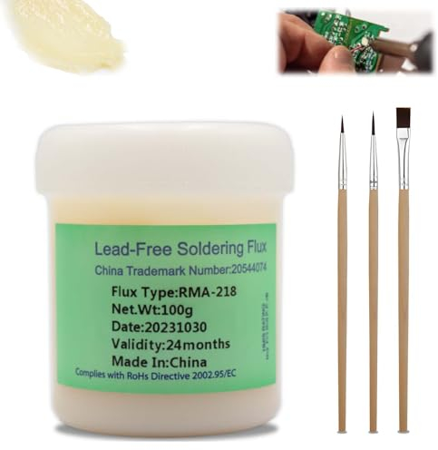 Miioto Soldering Paste, Soldering Flux, Lötfett Flussmittel, Keine Reinigung Lötflussmittel, Lötflussmittel Mit Kolophonium, DIY-Löten, Reinigt Schnell, Lotpaste Geeignet für IC/PCB/CPU/SMD - 100g