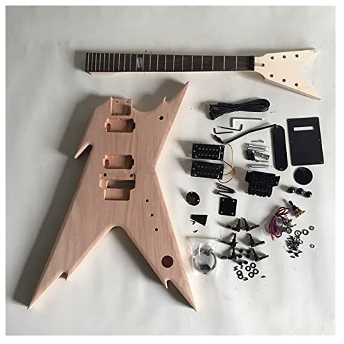 Fachmann E-Gitarren-Bausatz Unfertige E-Gitarre, Moderne Form, DIY-Kit Mit Zubehör, Schwarze Hardware, Mahagoni-Korpus Selbstbau Gitarrenkit