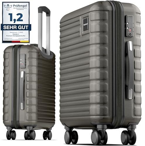 Travely Premium Handgepäck Koffer 55x40x20cm - passend für Ryanair, Lufthansa, Eurowings und co. I 36L Handgepäck Koffer mit sanften Rollen und praktischem TSA Schloss, Reisekoffer