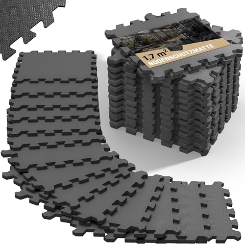 MONZANA® 18x Bodenschutzmatten Fitness & Pool mit Randstücken 30 x 30 cm 1,5 qm rutschfest Eva-Schaumstoff Puzzlematte Trainingsmatten Fitnessgeräte