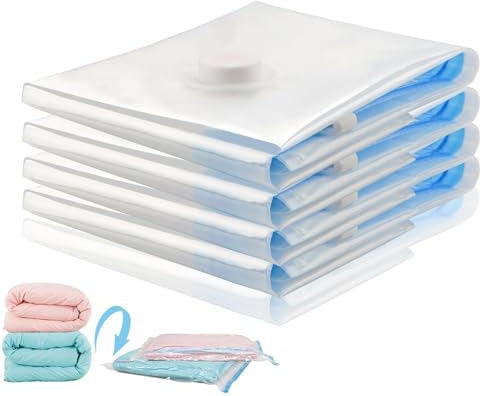 Bolsas Vacio Ropa Viaje Grandes 4 Piezas 100x80cm Vacuum Storage Bags Bolsas Almacenaje Ropa Vacio Ahorro de Espacio para Guardar Ropa,Ropa De Cama,Almohadas,Mantas,Edredones,Juguetes De Peluche