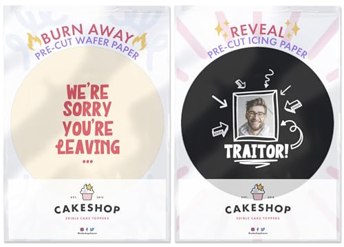 Cakeshop Funny You're Leaving Traitor Theme Edible Burn Away Edible Cake Topper Pack | 1 x Icing sheet & 1 x Wafer Sheet | Personalise With Your Custom Image & Text | Multiple Shapes & Sizes