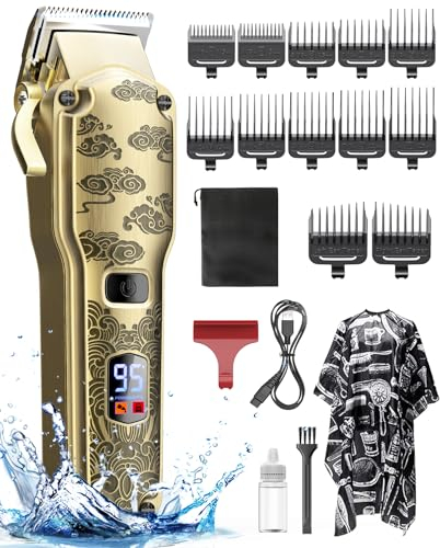 Haarschneidemaschine für Herren, profi Haarschneidemaschine Friseur Haarschneider kabellos IPX7 Wasserdichte Bartschneider Elektrisch Haar und Bartschneider für Männer