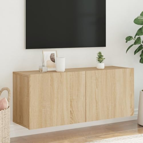 THOYTOUI TV-Wandschrank, Fernsehschrank Multimedia Schrank TV unterschrank Dekorativer Schrank Geeignet für Büro Schlafzimmer Wohnbereich Hotel Sonoma-Eiche 100x30x41 cm