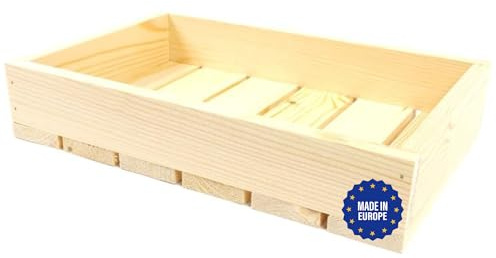 GoodFreshDecor Caja De Madera De Pino Para Frutas Y Verduras Al Vino De Almacenamiento Natural Para Decorar Multiusos 30 x 20 x 6 cm