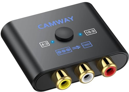 CAMWAY RCA a HDMI Adaptador, Convertidor AV a HDMI, 1080P 16:9/4:3 Conversión 1080P Compuesto CVBS Video Audio Convertidor Compatible con PC/Laptop/Xbox/PS4/TV/STB/VHS/VCR/Blue-Ray