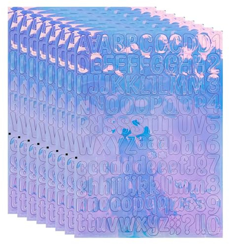 8 Blatt Holografische Buchstabenaufkleber 1008 Stück Alphabet Zahlen Aufkleber Selbstklebend Glitzer Sticker 2.5 cm Buchstaben Sticker für Scrapbooking Hochzeit Geburtstag DIY Basteln Dekoration