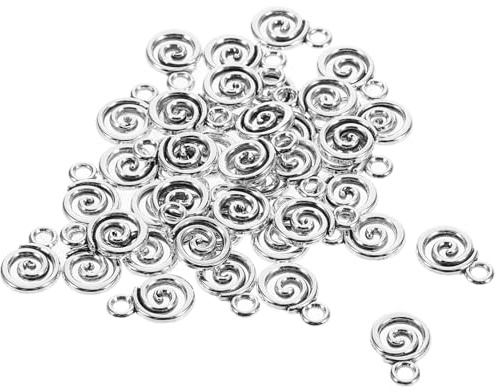DEARMAMY 40 Stück Charm Anhänger Spiralförmige Metallanhänger in Silber für Armbänder und Halsketten Vintage Design für Schmuckherstellung