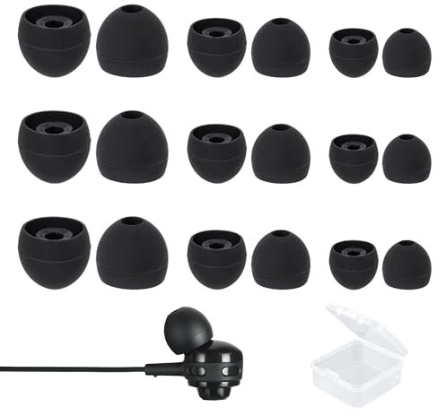 9 paia di gommini di ricambio in silicone per la maggior parte degli auricolari in-ear, 3 diverse dimensioni (S/M/L)