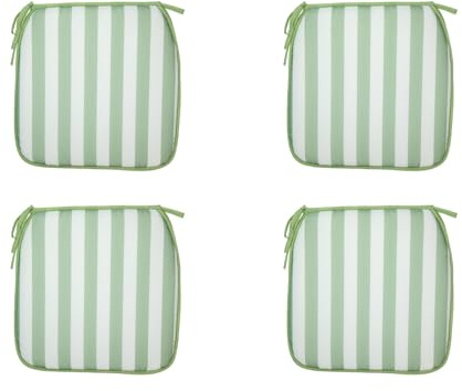 HERSIG - Cojines para Sillas - Cojin Silla Exterior de Rayas Anchas Verde Claro - Cojines Sillas Terraza y Sofa Exterior Jardin Tejido Resistente - Cojin Silla Comedor Acolchado, Confortable (Pack 4)