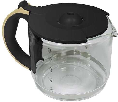10-Cup Replacement Glass Carafe Pot with Lid for Dorchester Coffee Maker, Matte Black