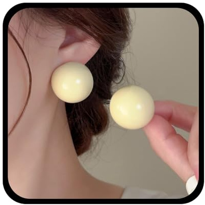 Enautoabs Vintage Caramella Colore Palla Orecchini Misti Rotondo Imitazione Perla Orecchini Multi Colore Palla Rotonda Orecchini Grande Palla Perno Orecchini Rosa Palla Dichiarazione Orecchini