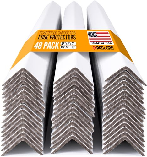 Paclord 48 x 2 x 2 Reinforced Cardboard Edge Protectors, White (Pack of 48) – 0.225 Thick Extra Heavy-Duty Cardboard Corner Protectors – American Quality V-Board Pallet Edge Protectors