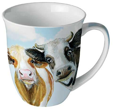 Ambiente Taza de porcelana, aprox. 400 ml, taza de hueso, taza para té o café, primavera, verano, Alma and Bella
