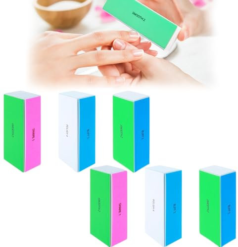 6 Stück Nagelpolierblock Nagelfeilen Block 4-stufig Entfernt Kanten und Erzeugt Sofort Einen Hochglanz Professionelle Nagelfeilen Poliere zum Formen, Glätten und Polierenr