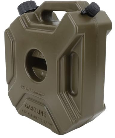 Bidón de aceite y gasolina, 5 L, 1,3 galones, resistente a los golpes, portátil, verde, depósito de combustible de repuesto para coche, moto, UTV, ATV (ABS 2)