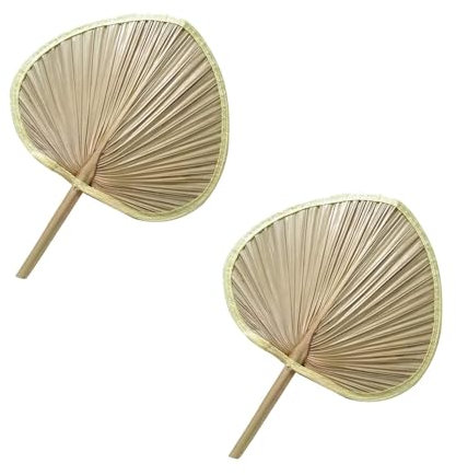 Abanicos de Hoja de Palma Naturales Hechos a Mano, 2 Piezas en de corazón, Abanico rústico de Mano para Suministros de refrigeración S-ummer, decoración de Pared para el hogar