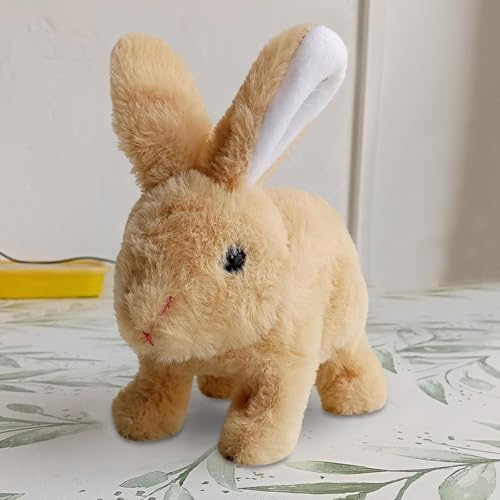 Bajbumgn My Realistic Bunny Toy, Interaktives Elektronisches Hasens Kuscheltier mit Geräuschen Bewegungen, Hüpfendes Kaninchen, Osterhase Plüschtier für Ostern Weihnachtstag Geschenke