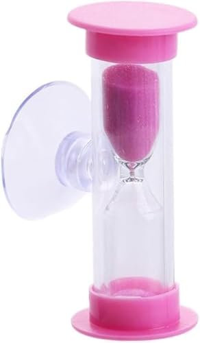 Sanduhr aus Kunststoff, 2 Minuten, mit Saugnapf, Zeittrichter, Dusch-Timer, Zahnputzzeit, Erinnerung, Thermometer, Timer, Timer, Dekoration, Rosa