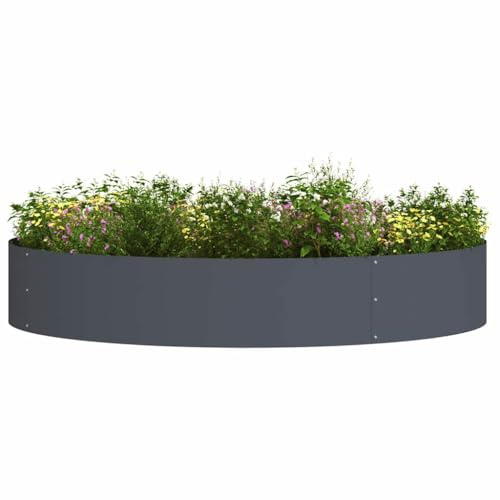 vidaXL Pflanzenring 5 pcs Anthrazit 120 x 120 x 20 cm, Runder Stahlpflanzer, modernes Outdoor-Dekor, skulpturaler Gartenrahmen, minimalistischer Ring, Zeitloses Design