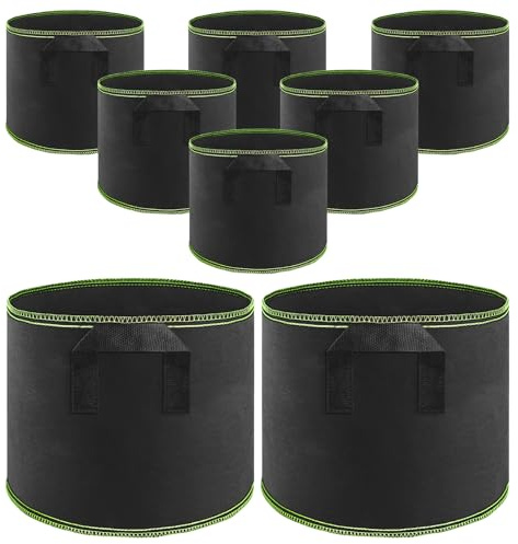NGOSUET 8 Stück 40L Stofftopf Groß, Pflanzsack aus Vliesstoff Stofftöpfe Grow Töpfe, Pflanzbeutel Schwarz Pflanztasche für Tomaten, Kräutern, Kartoffeln, Gemüse, Blumen, Pflanzen, Ø40x35 cm