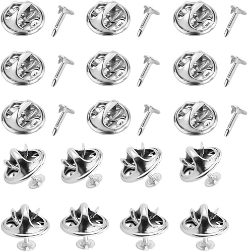 50 Pcs Pin Badge Backs - Butterfly Clutch Metal Pin Backs with 8mm Pins for Badge Backs, Tie Tack, Lapel Pin & Craft Making