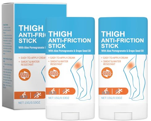 2 st anti-sår-stickor, anti-skrubb-balsam – minskar friktion och hudirritation, anti-chafing stick för lår att gnugga skydd, axlar, bröst och fötter
