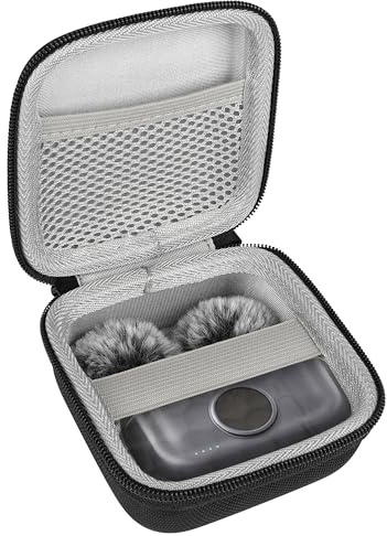 Geekria for Creators Custodia da trasporto per microfono compatibile con Hollyland Lark M2, LarkA1, Maono WaveT5 e custodia di ricarica Rode Wireless Micro, rigida con spazio per cavi (nera)