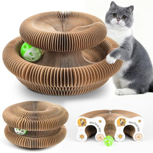 EXTFANS Kratzbrett Katze, 2-in-1 Cat Kratzbrett mit Glöckchen | Magische Orgel Cat Scratching Board, Zusammenklappbares interaktives Katzenspielzeug für den Drinnen und draußen