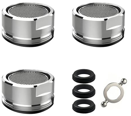 3 Pack Tap Aerator, 24mm Faucet Filter Mesh Replacements | Tap Aerator Inserts with Filter Mesh for Water Saving Flow Control in Kitchen, Bathroom and Sink Taps