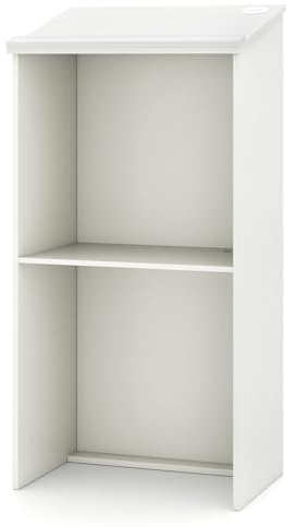 GIANTEX Podium, värdinneställ för talare med hyllyta och kabelhål, talarpult, predikstol för kyrka, ståbord av trä för klassrum, kontor, restaurang, seminarium, 58 x 40 x 117 cm (vit)