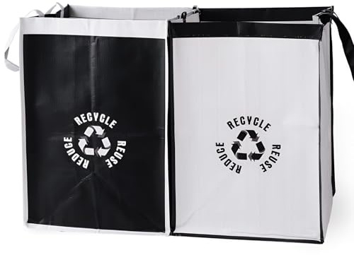 2Pcs Recycling Bags for Kitchen, Reusable Recycle Bin Bags, Durable Eco-Friendly Waste Collection Storage Bags for Indoor Use Large Capacity, Ideal for Paper Plastic Waste Sorting
