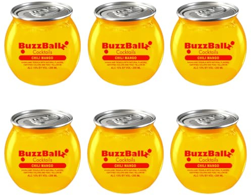 BuzzBallz Mix Set 13,5% vol. – 6 x 200 ml Cocktails – Chili Mango – Fertige Cocktails mit Alkohol - Ready to Drink - Geschenkset von Plug'N'Pour inkl. Sticker – [Enthält Sulfite]