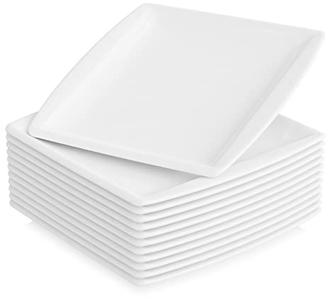 MALACASA, Serie Blance, 12er Porzellan Teller Set, 10,25 CremeWeiß Speiseteller, Größer Flachteller, Essteller, Tafelservice für 12 Personen