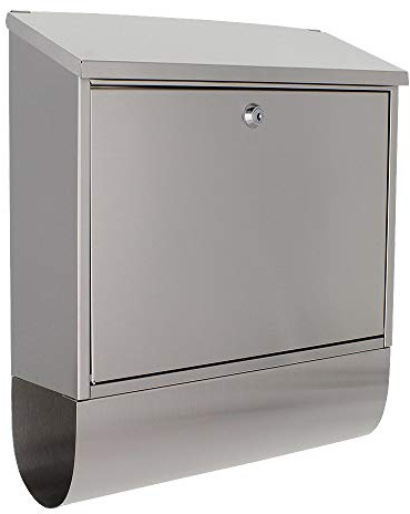 Profirst Briefkasten Mail PM 330 Zylinderschloss mit 2 Schlüssel Edelstahl Zeitungsrolle Wandbriefkasten einseitiger Einwurf inkl. Befestigungsmaterial